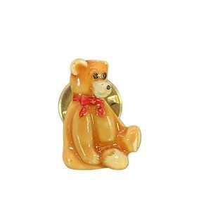 Vintage Enamel Teddy Bear Jacket push back Brooch Pin